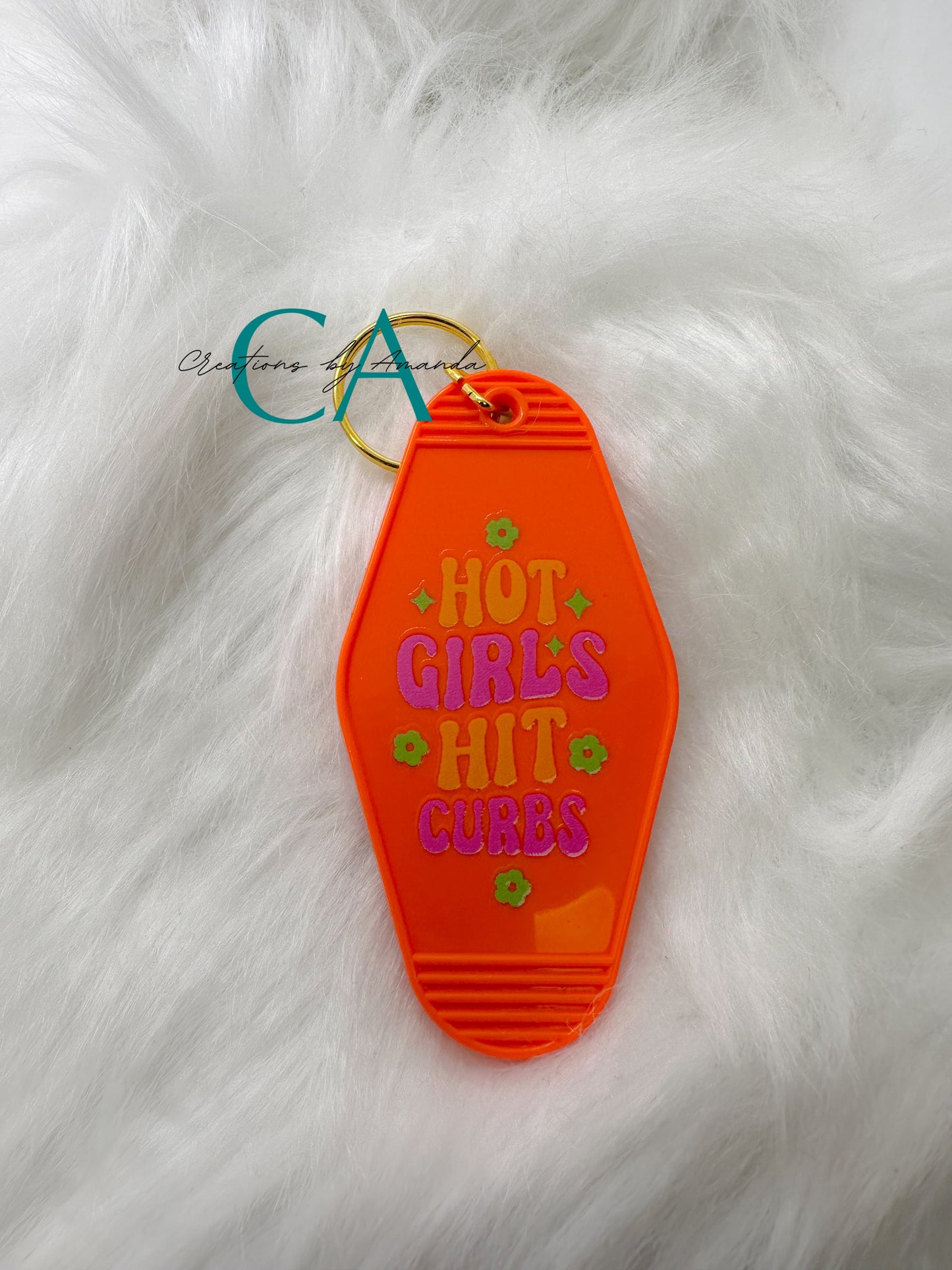 Motel Keychain - Hot Girls Hit Curbs (Orange)