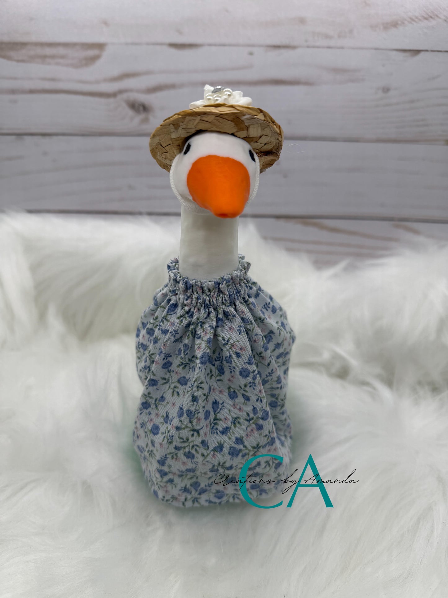 Desk Goose Outfit - Floral (Small Blue Flowers)