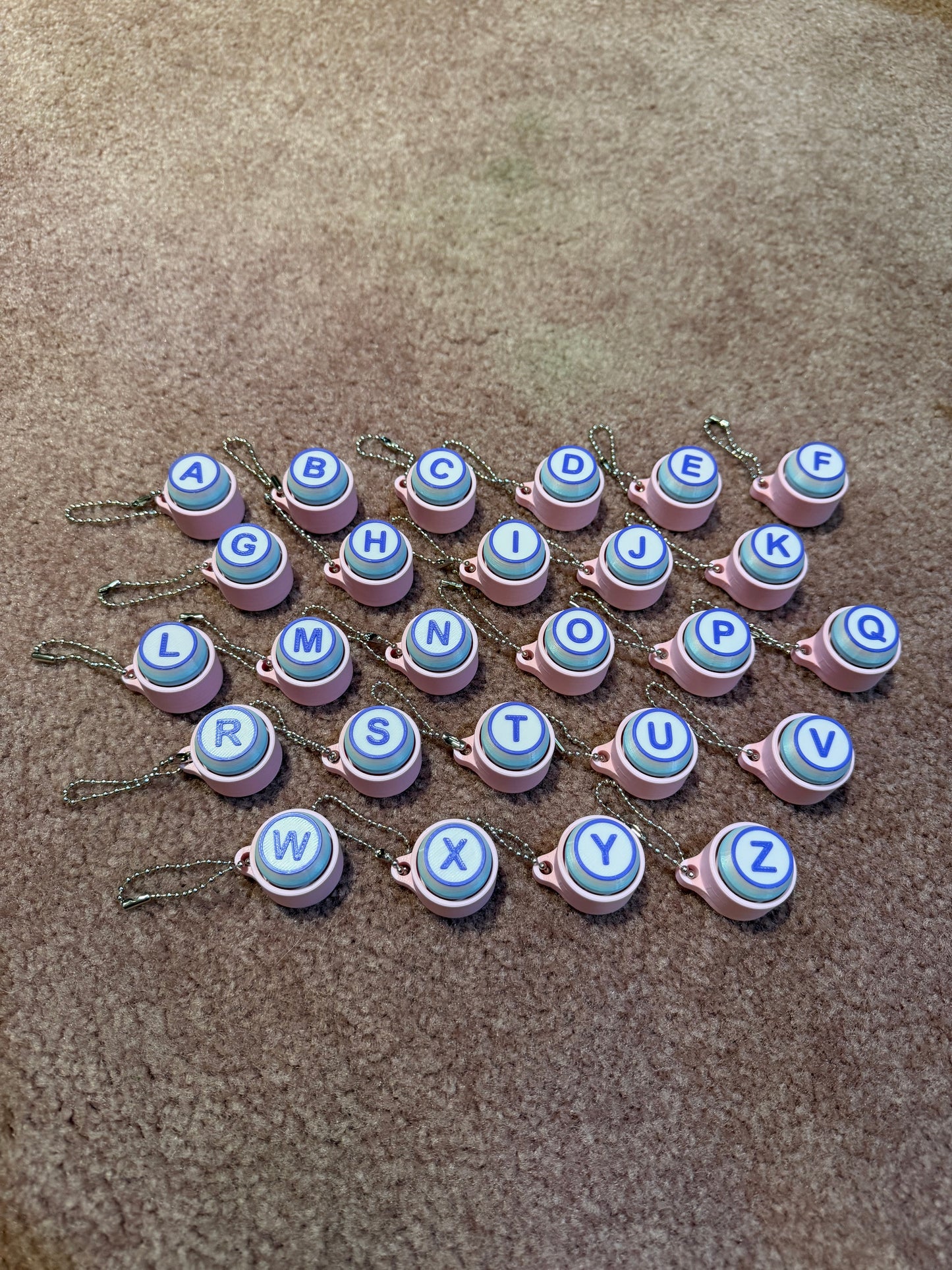 3D Printed Keyboard Fidget Clicker (Pink Base/Cotton Candy Keys/Purple Letters)