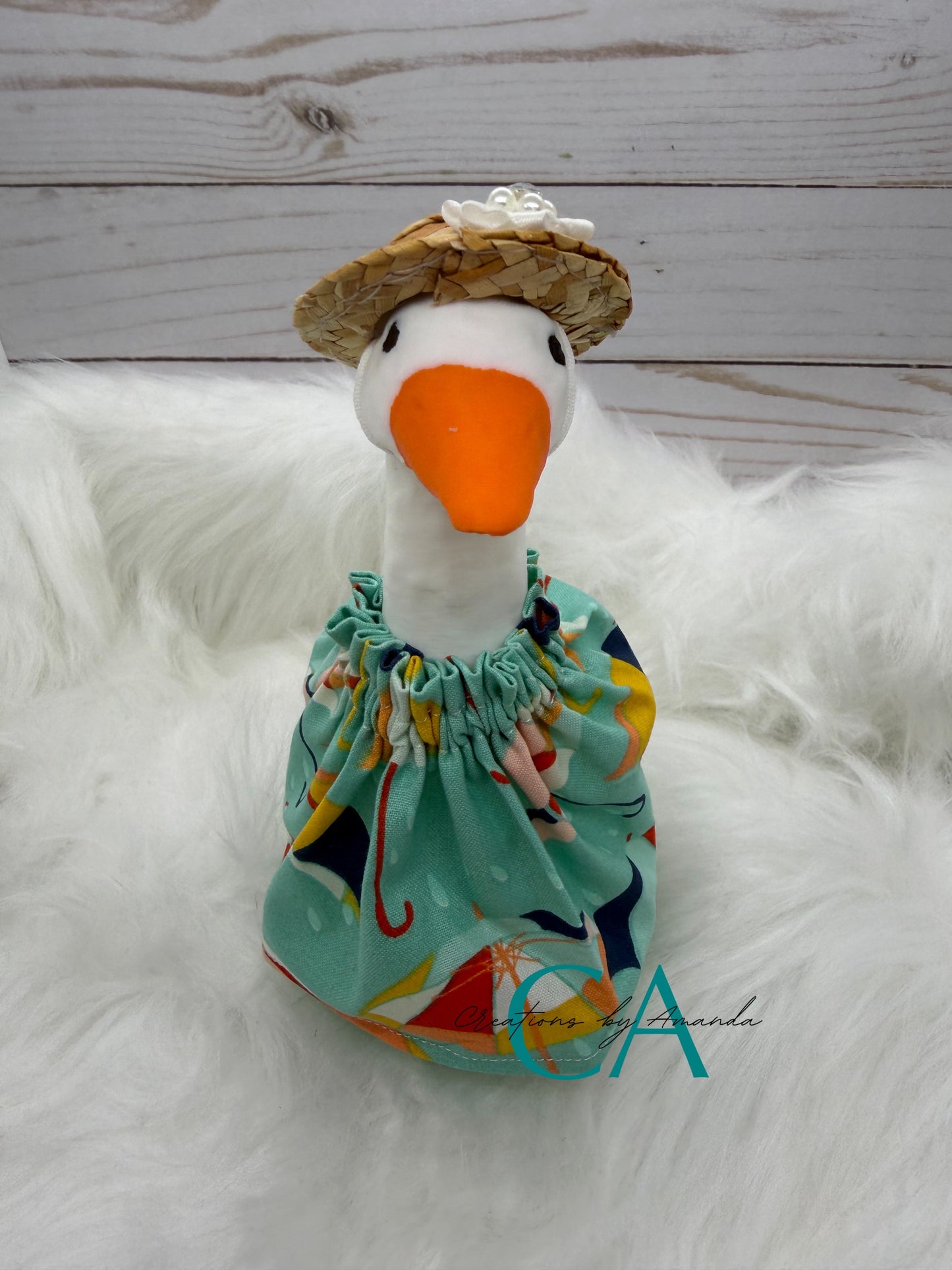 Desk Goose Outfit - Umbrellas (Teal Background)