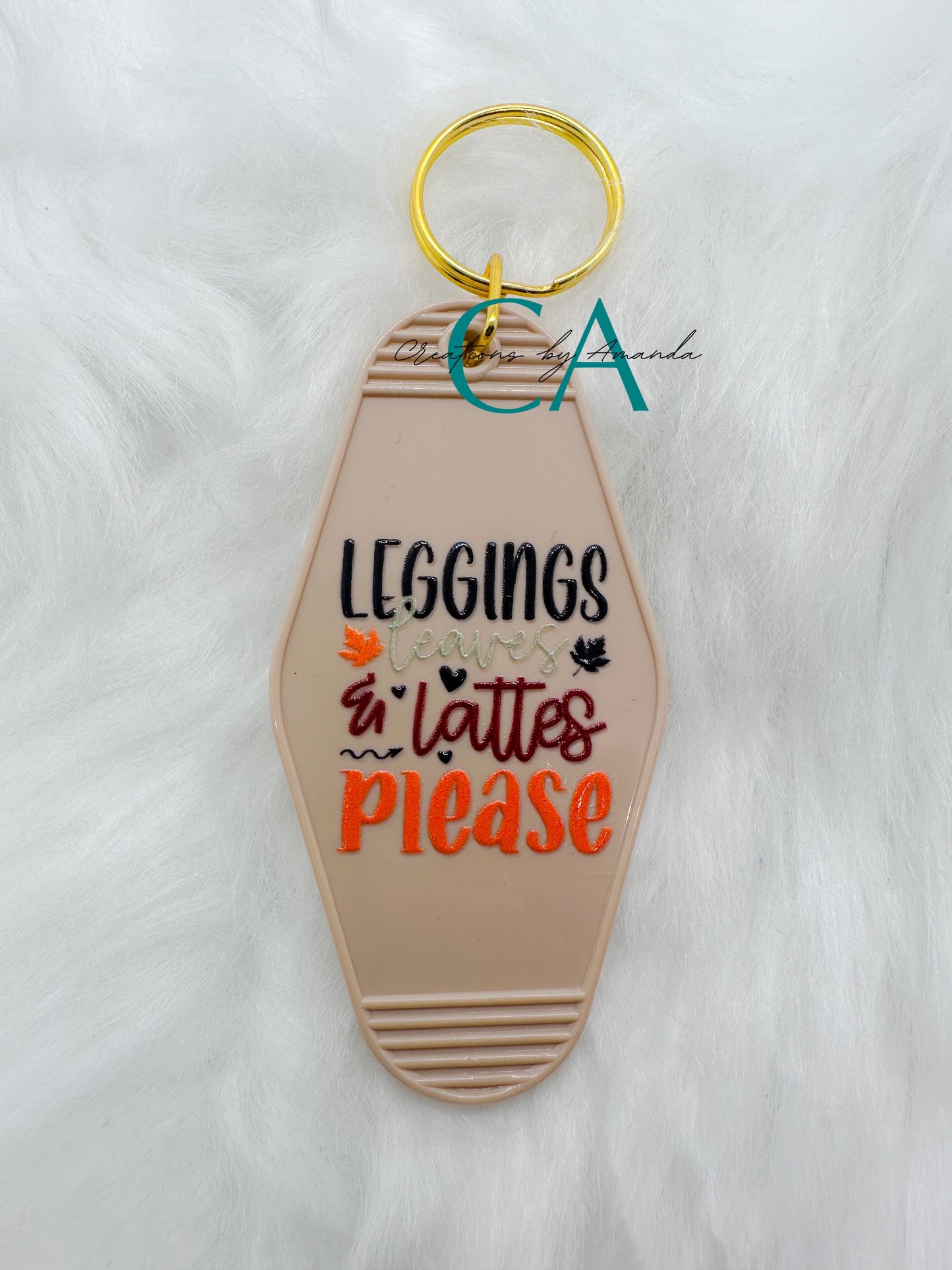 Motel Keychain - Leggings, Leaves & Lattes Please (Nude)