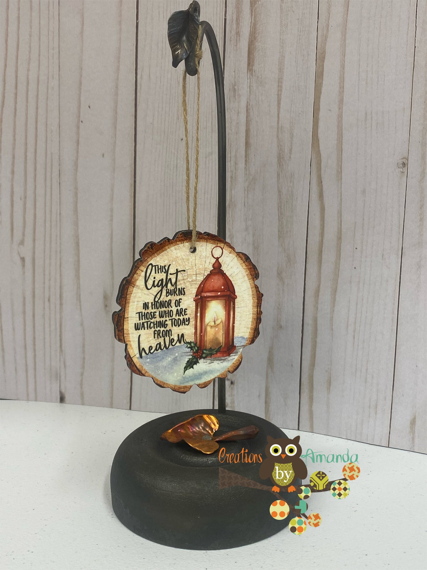 This Light Burns In Honor (Red) Wood Slice Ornament