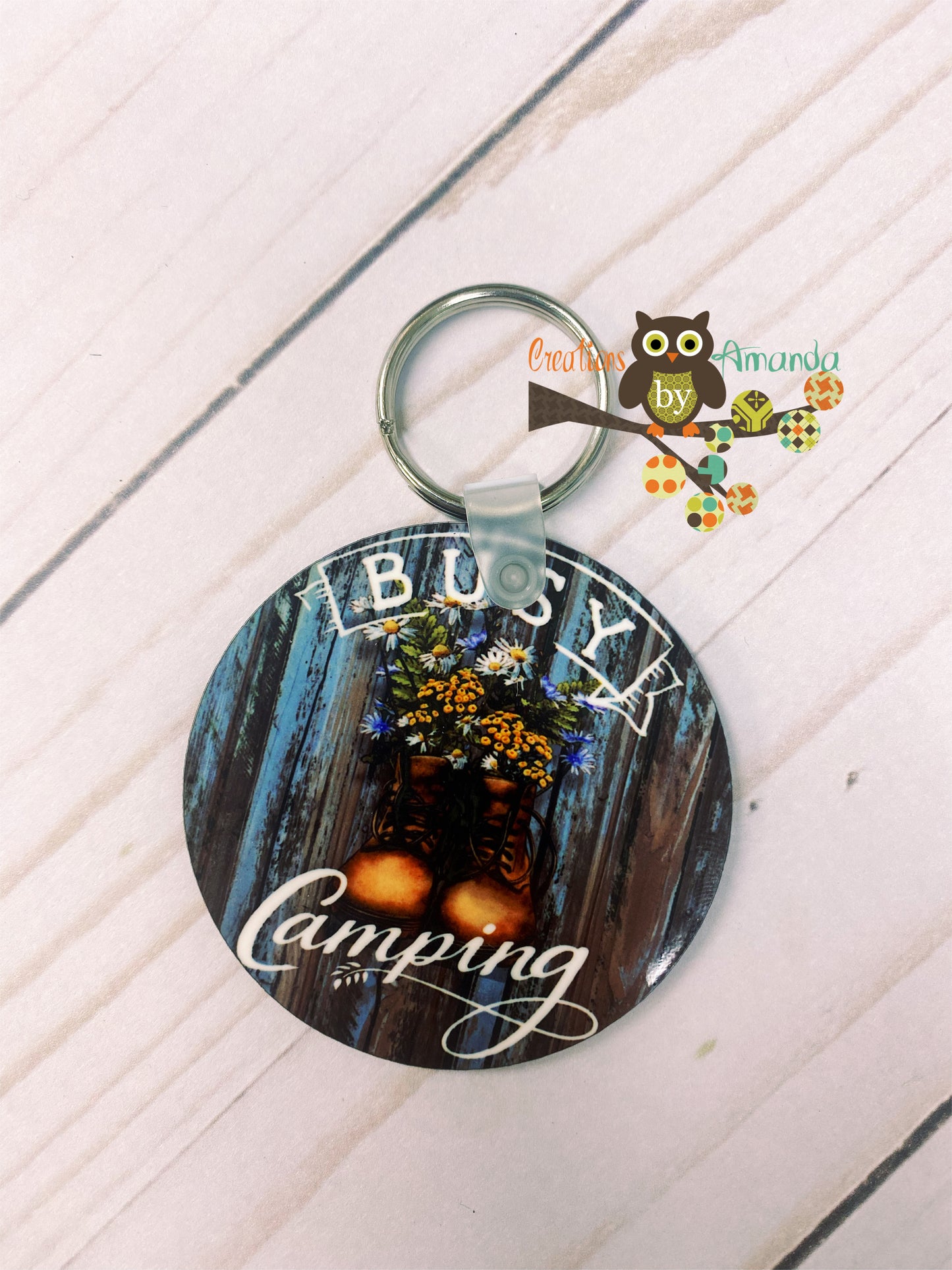 Busy Camping Keychain