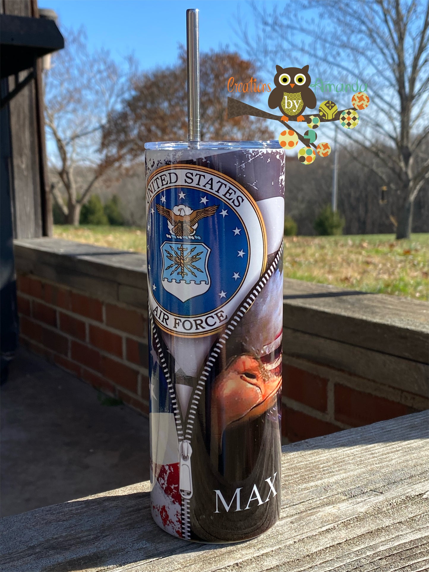 U.S. Air Force (American Flag, Eagle, Zippered) Tumbler