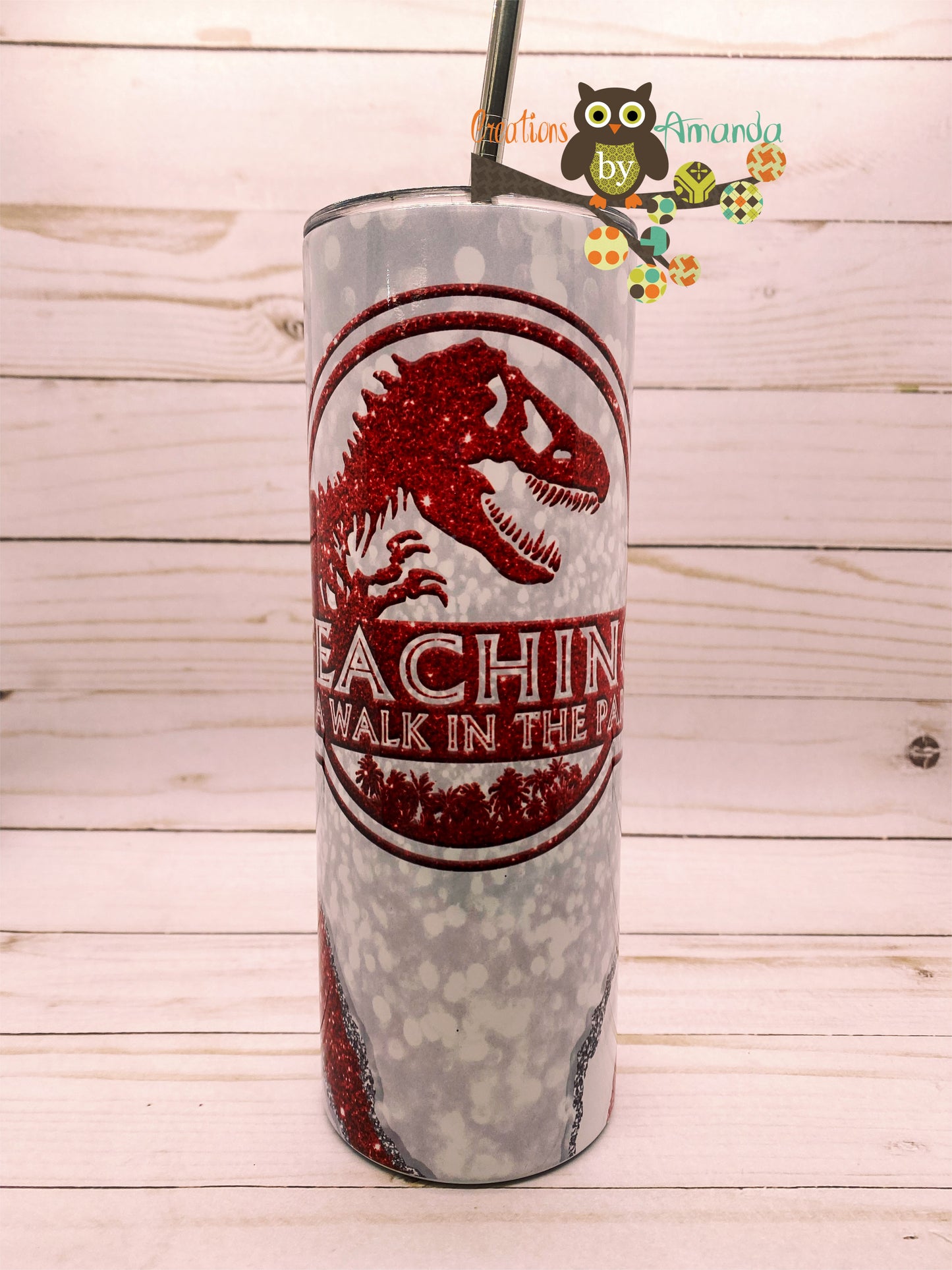 Teacher (Teaching Is A Walk In The Park-Red/Grey) Tumbler