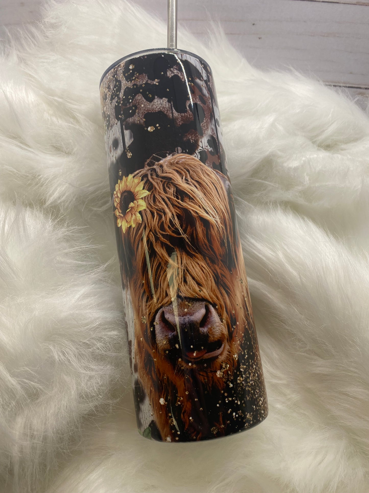 Highland Cow Sunflower Tumbler