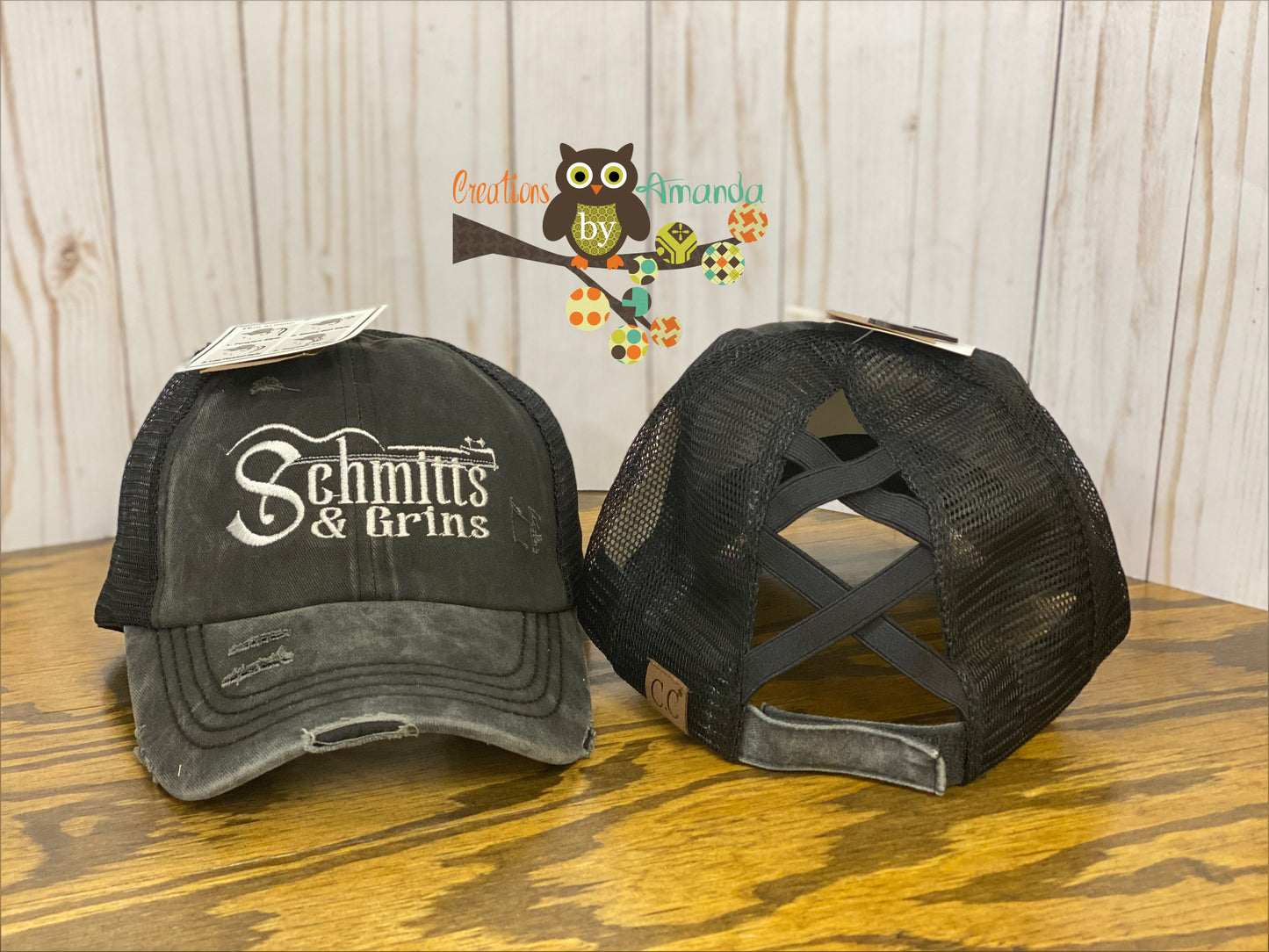 Schmitts & Grins CC Beanie Criss Cross Hat (Black/Black)