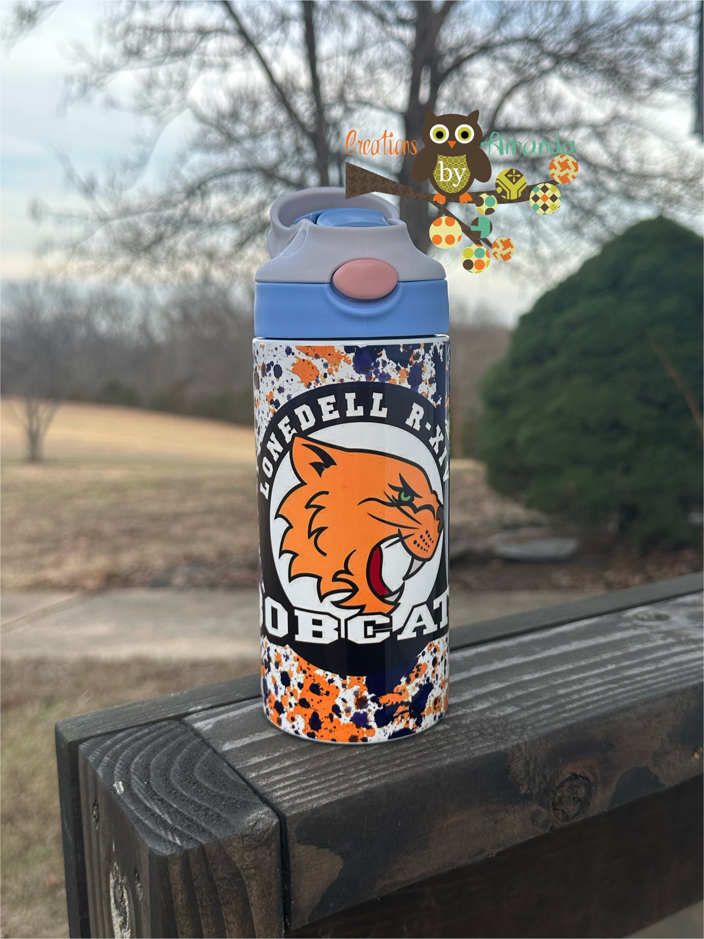 Lonedell Bobcats (Plaint Splatter) Flip Top Sippy Tumbler