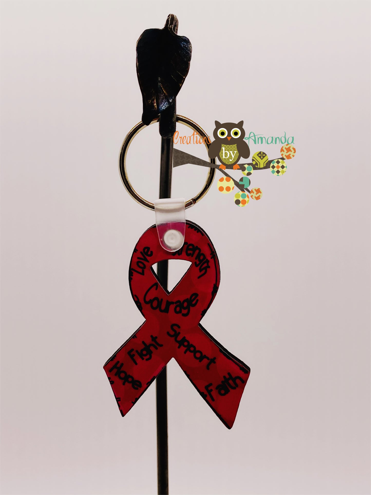 Breast Cancer (Love, Strength, Courage) Keychain