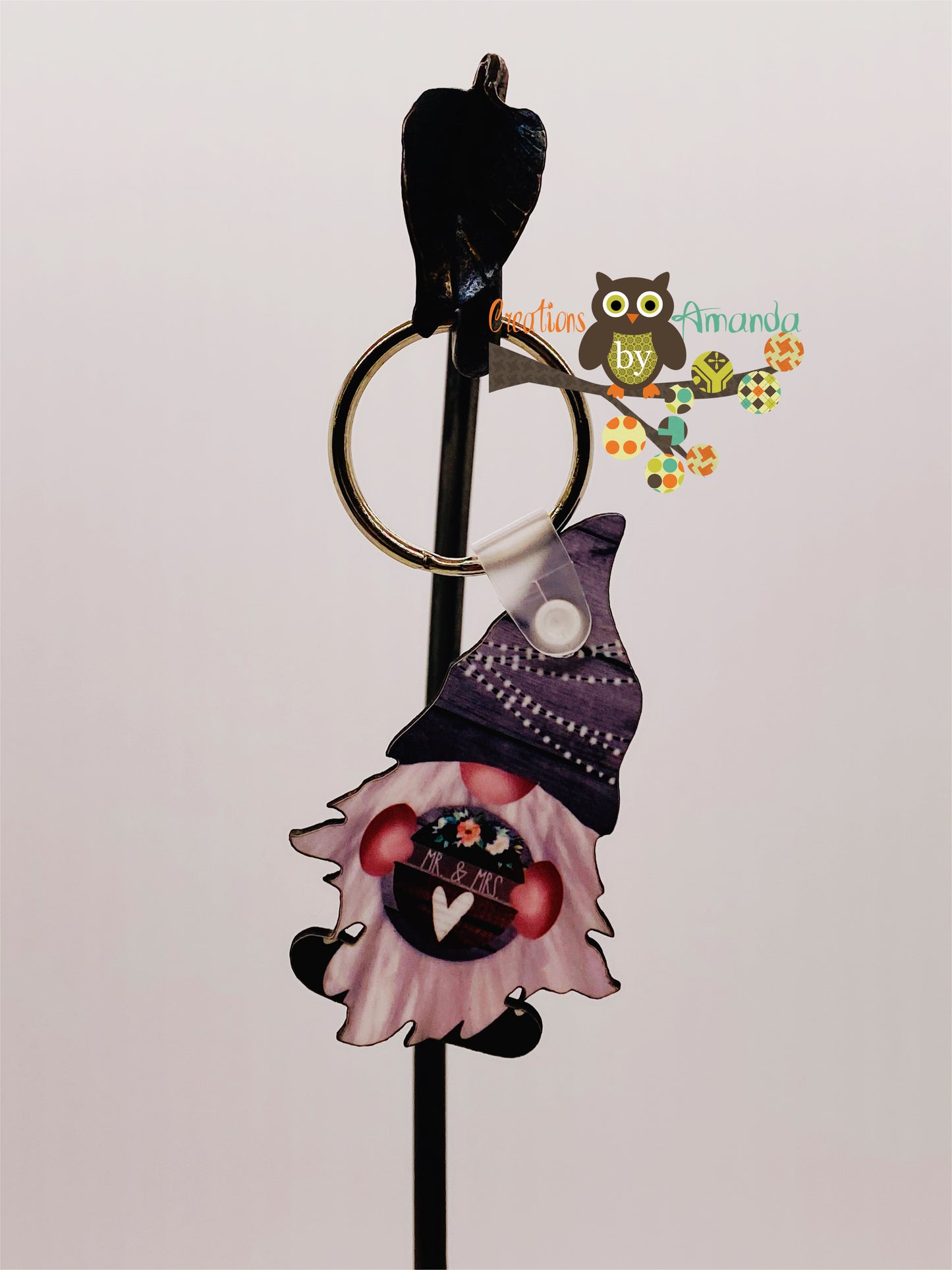 Gnome with Mr. & Mrs. Sign Keychain