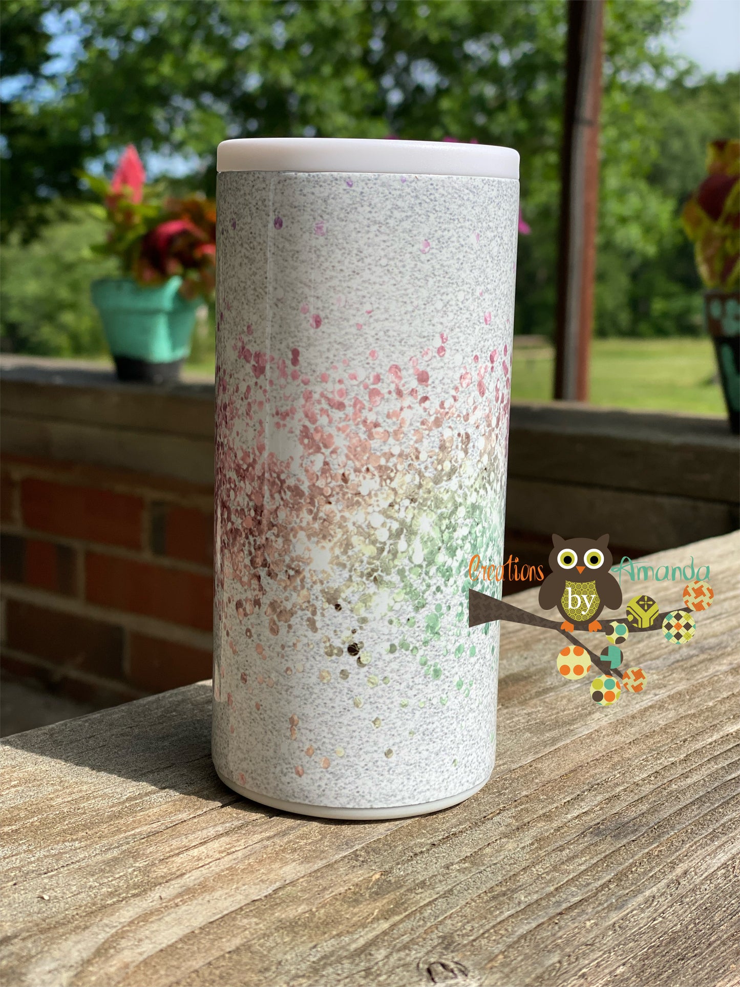 Unicorn Glitter Skinny Can Holder