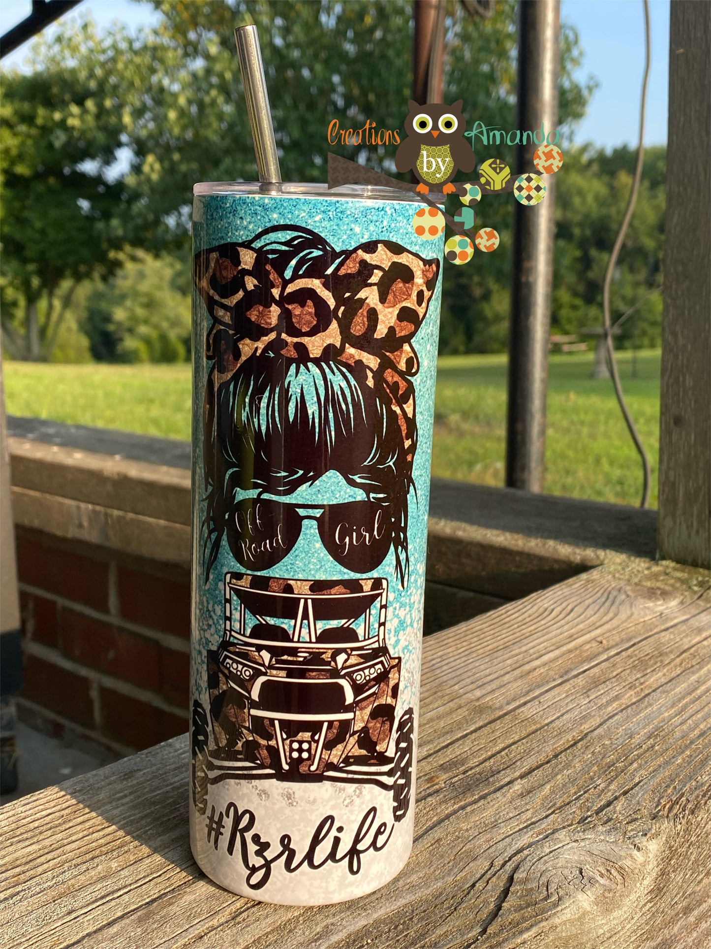 Messy Bun #rzrlife Tumbler (Teal)