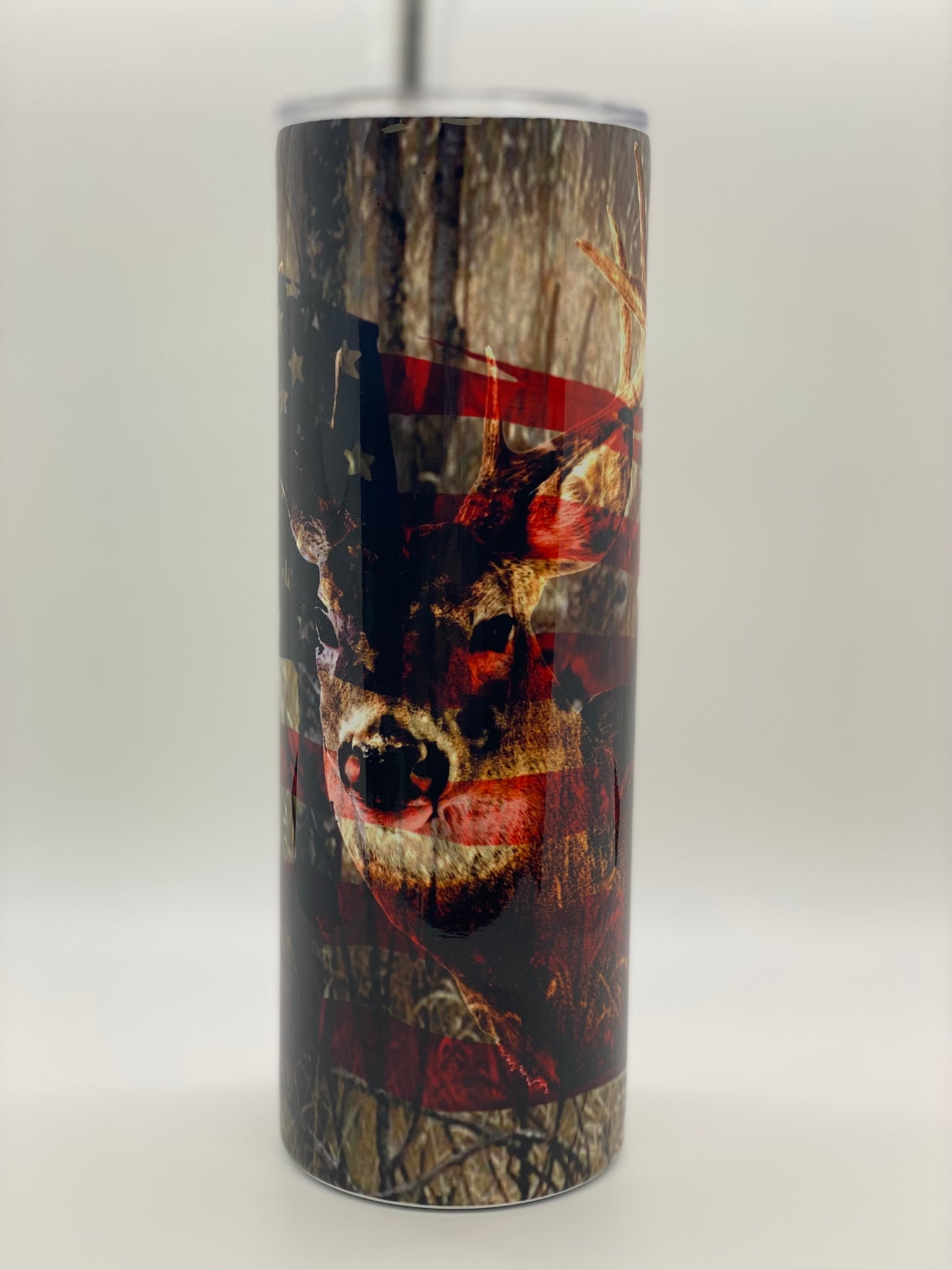 Deer American Flag Tumbler (Dark)
