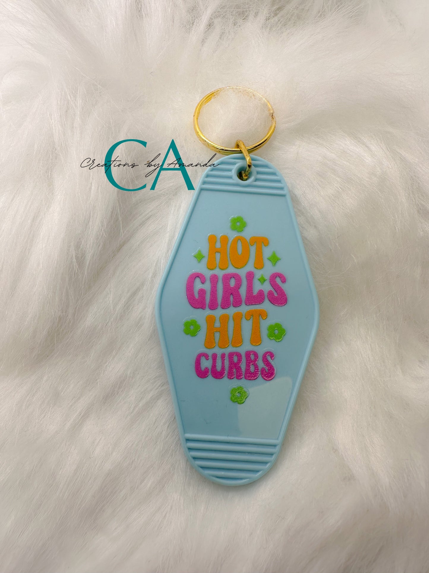 Motel Keychain - Hot Girls Hit Curbs (Light Blue)