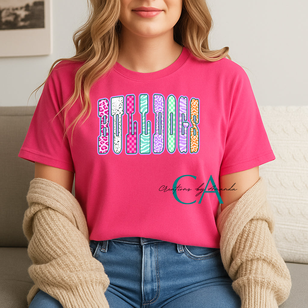 Bulldogs (Neon Checkerboard/Leopard/Zebra) Apparel Pre-Order