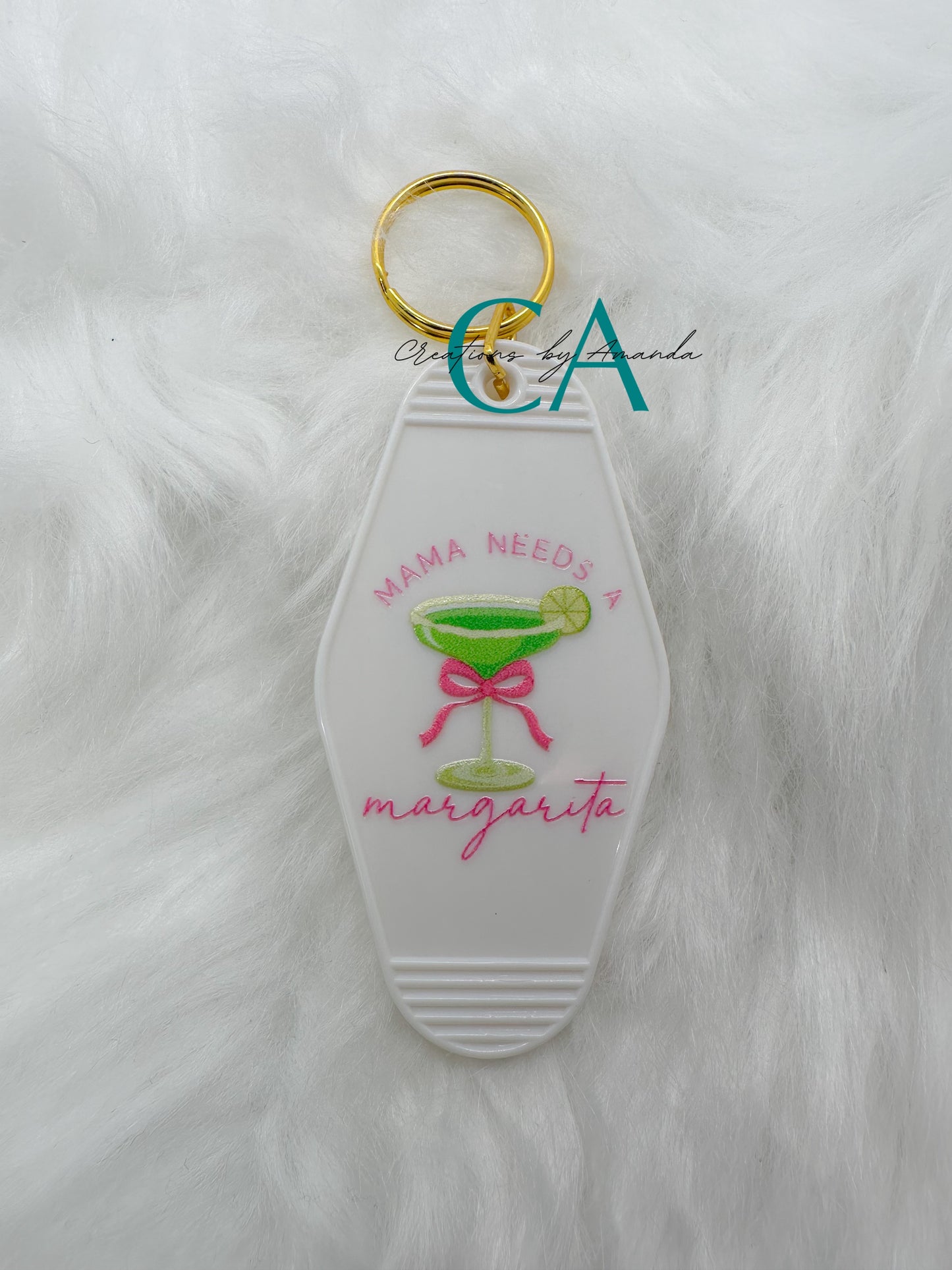 Motel Keychain - Mama Needs A Margarita (White)