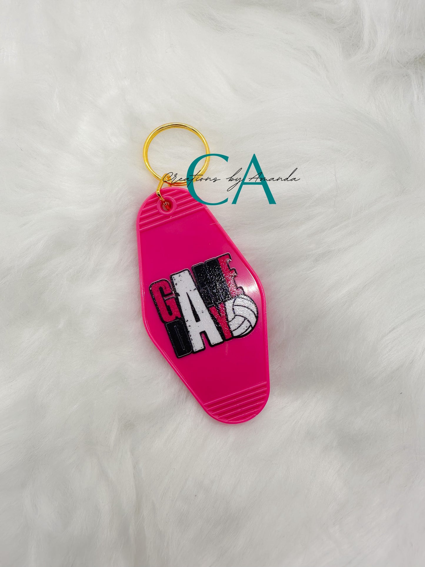 Motel Keychain - Game Day, Volleyball (Barbie Pink)