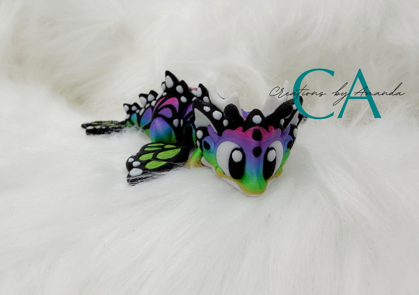 3D Printed Articulated Dragon - Butterfly (Rainbow)