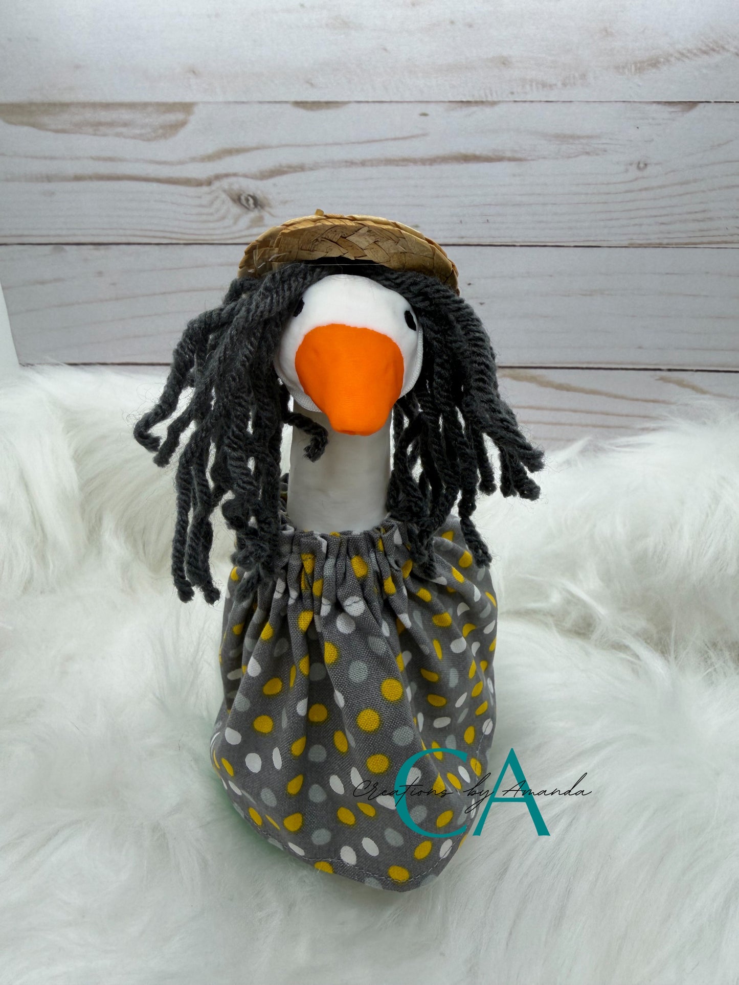 Desk Goose Outfit - Polka Dots (Grey Background)