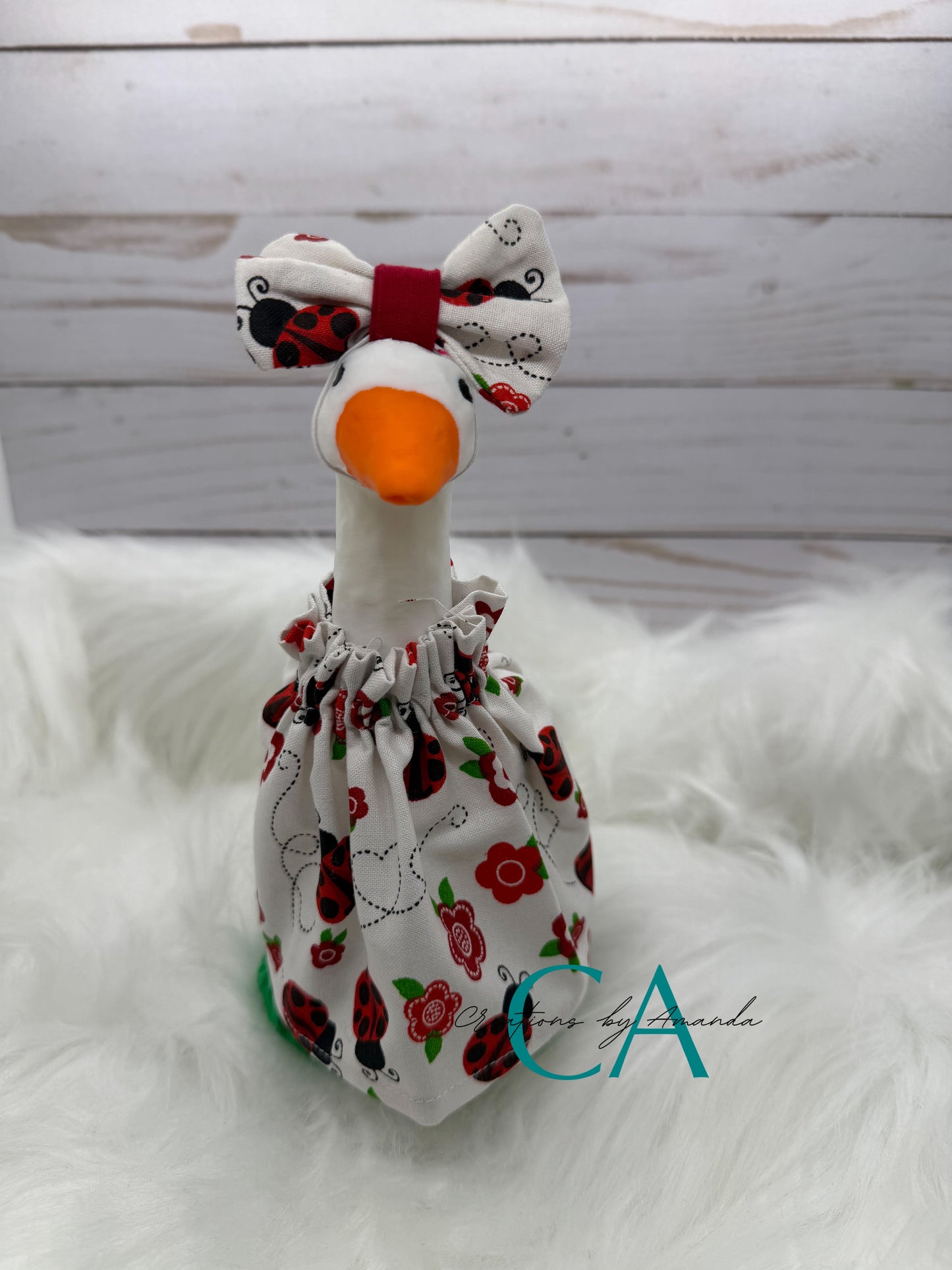 Desk Goose Outfit - Ladybugs/Flowers (White Background)