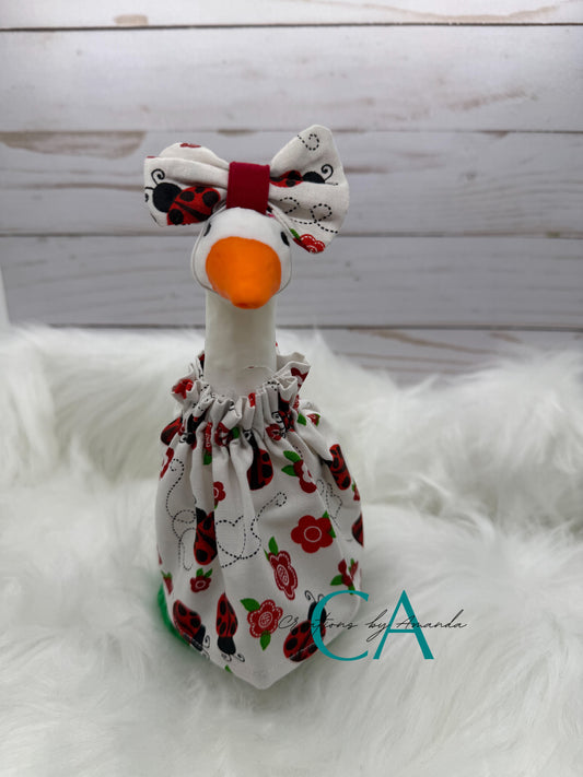 Desk Goose Outfit - Ladybugs/Flowers (White Background)