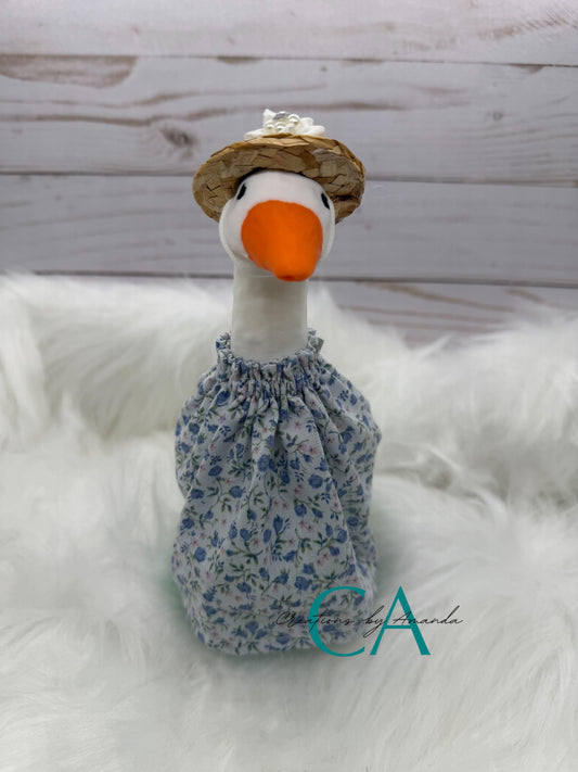 Desk Goose Outfit - Floral (Small Blue Flowers)