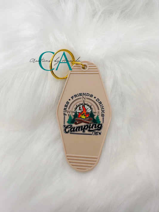 Motel Keychain - Fires, Friends, Drinks-Camping Crew (Nude)