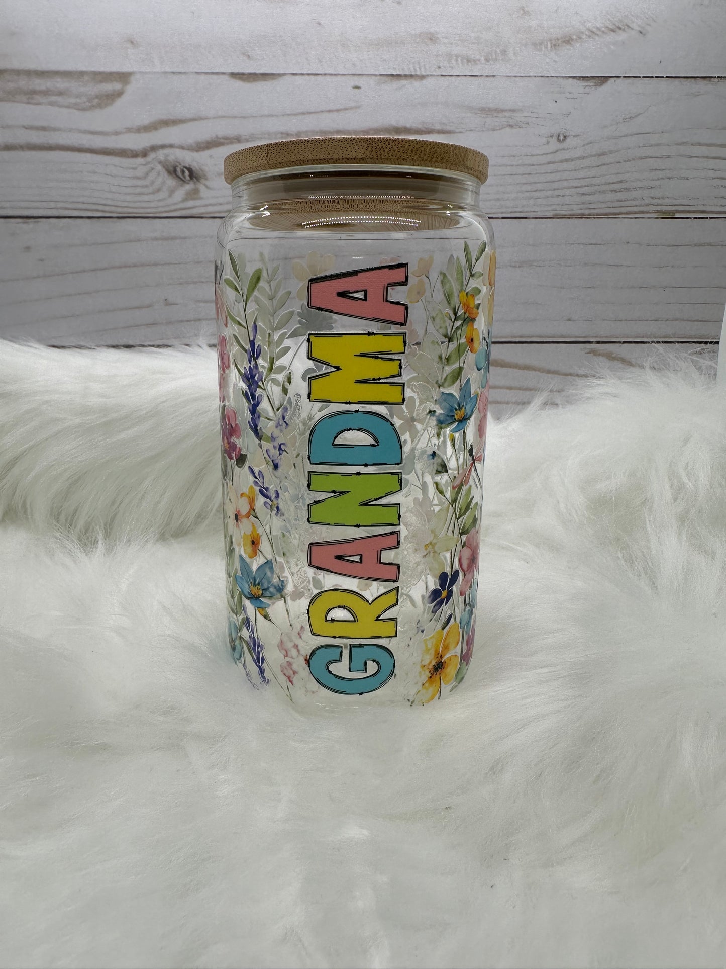 Grandma (Floral) Glass Jar