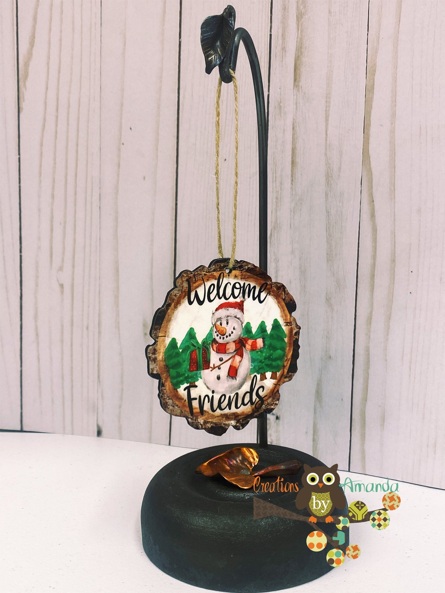 Snowman (Welcome Friends) Wood Slice Ornament