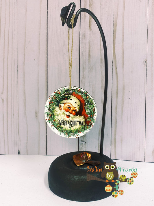 Santa Merry Christmas Circle Ornament