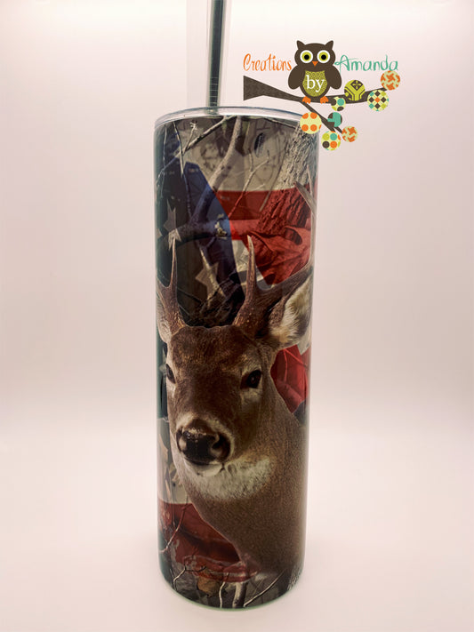 Deer (American Flag-Camo #1) Tumbler