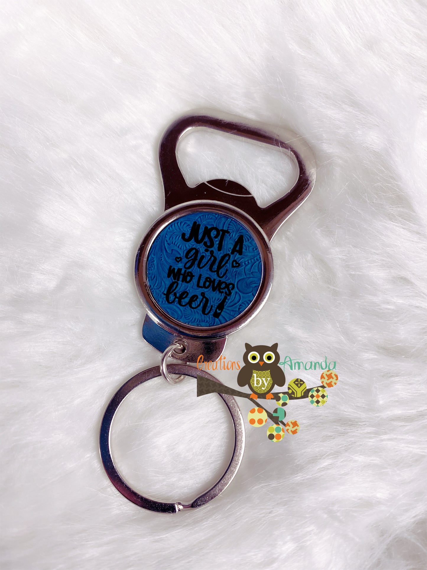 Just A Girl Who Loves Beer Bottle Opener Keychain