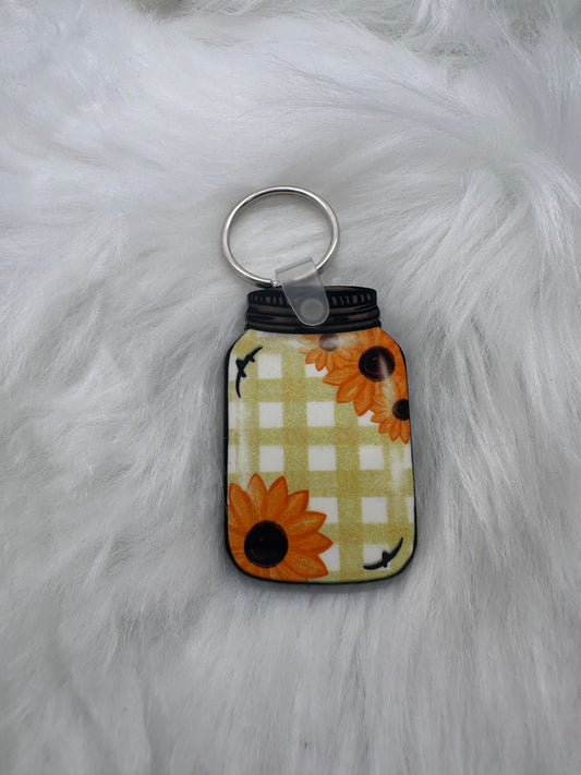 Yellow and Plaid Flowers Keychain