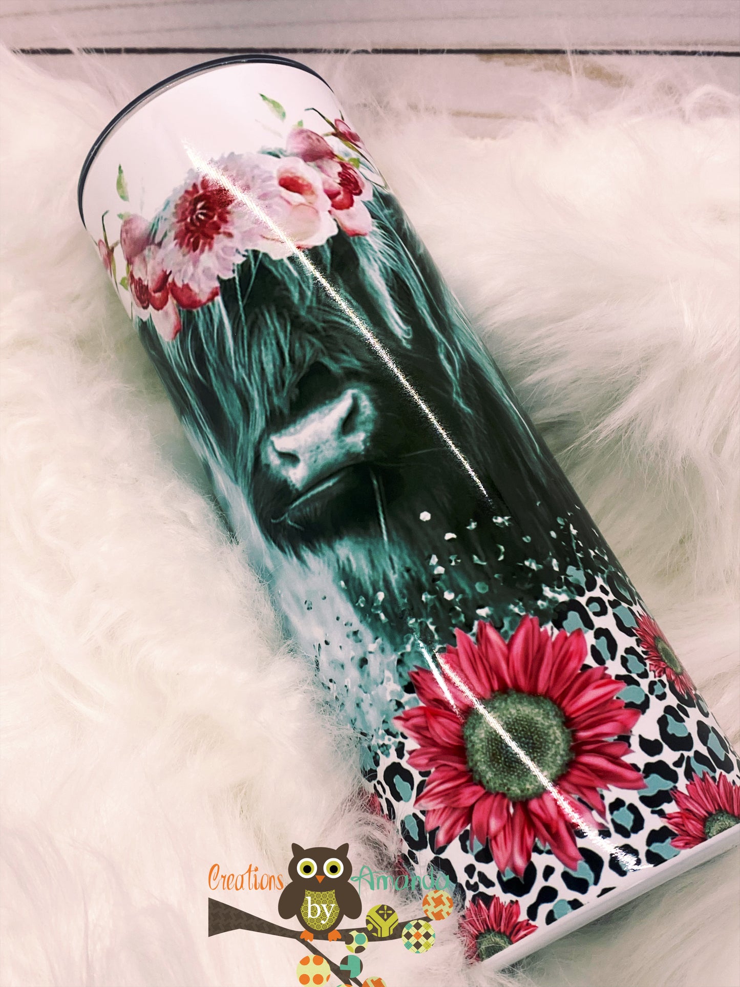 Highland Cow with Grass Tumbler