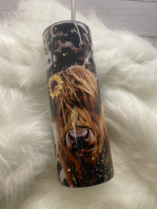 Highland Cow Sunflower Tumbler