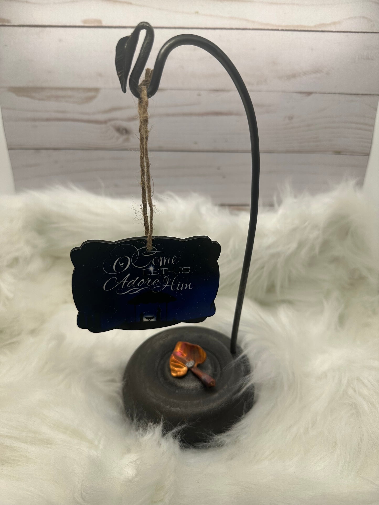 Nativity Scene (O Come Let Us Adore Him) Plaque Ornament