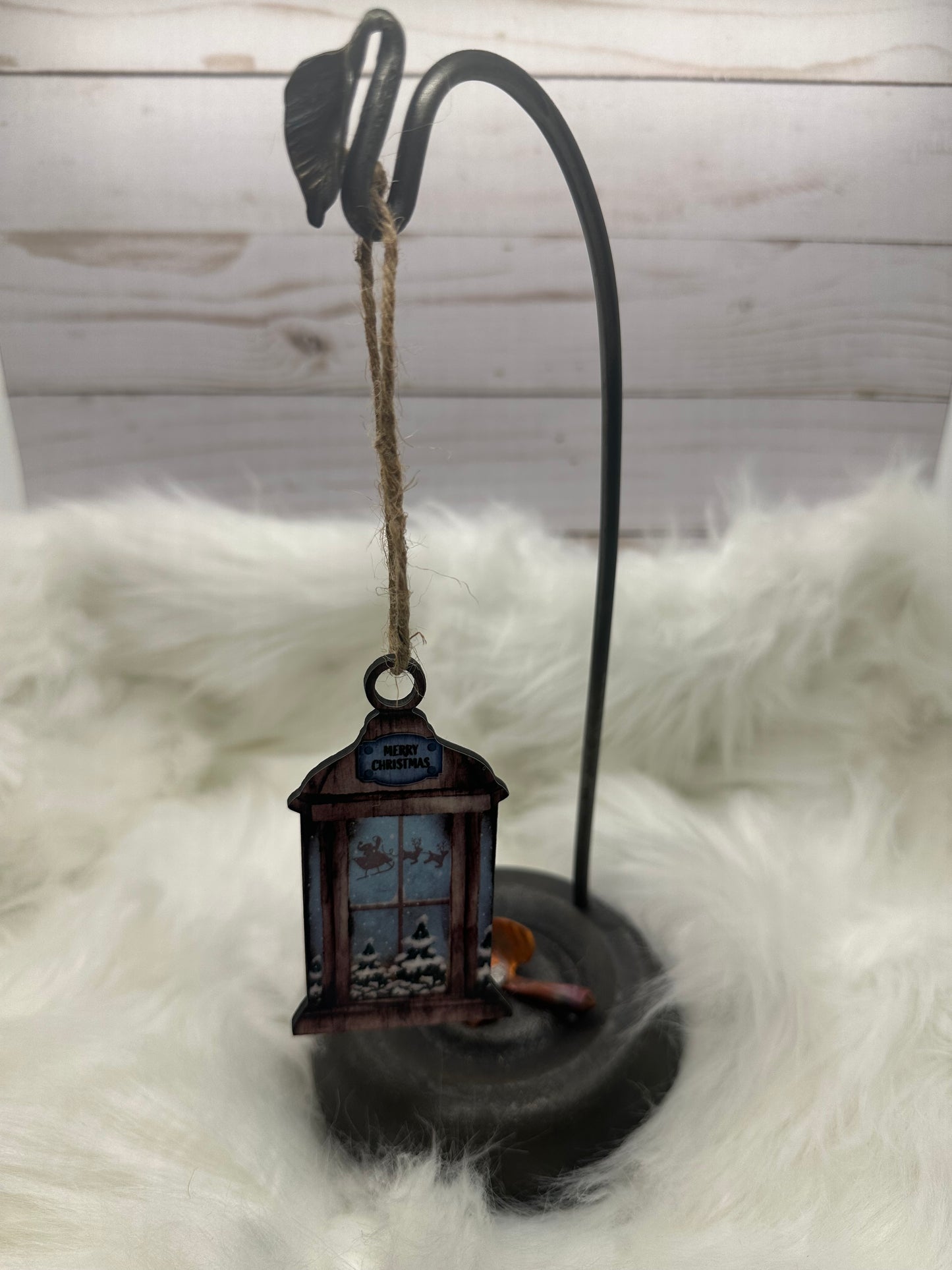 Santa's Sleigh thru Window Lantern Ornament
