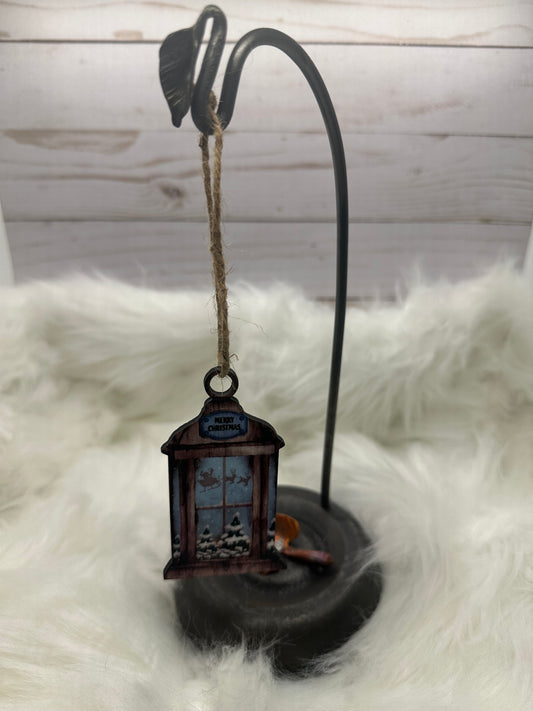 Santa's Sleigh thru Window Lantern Ornament