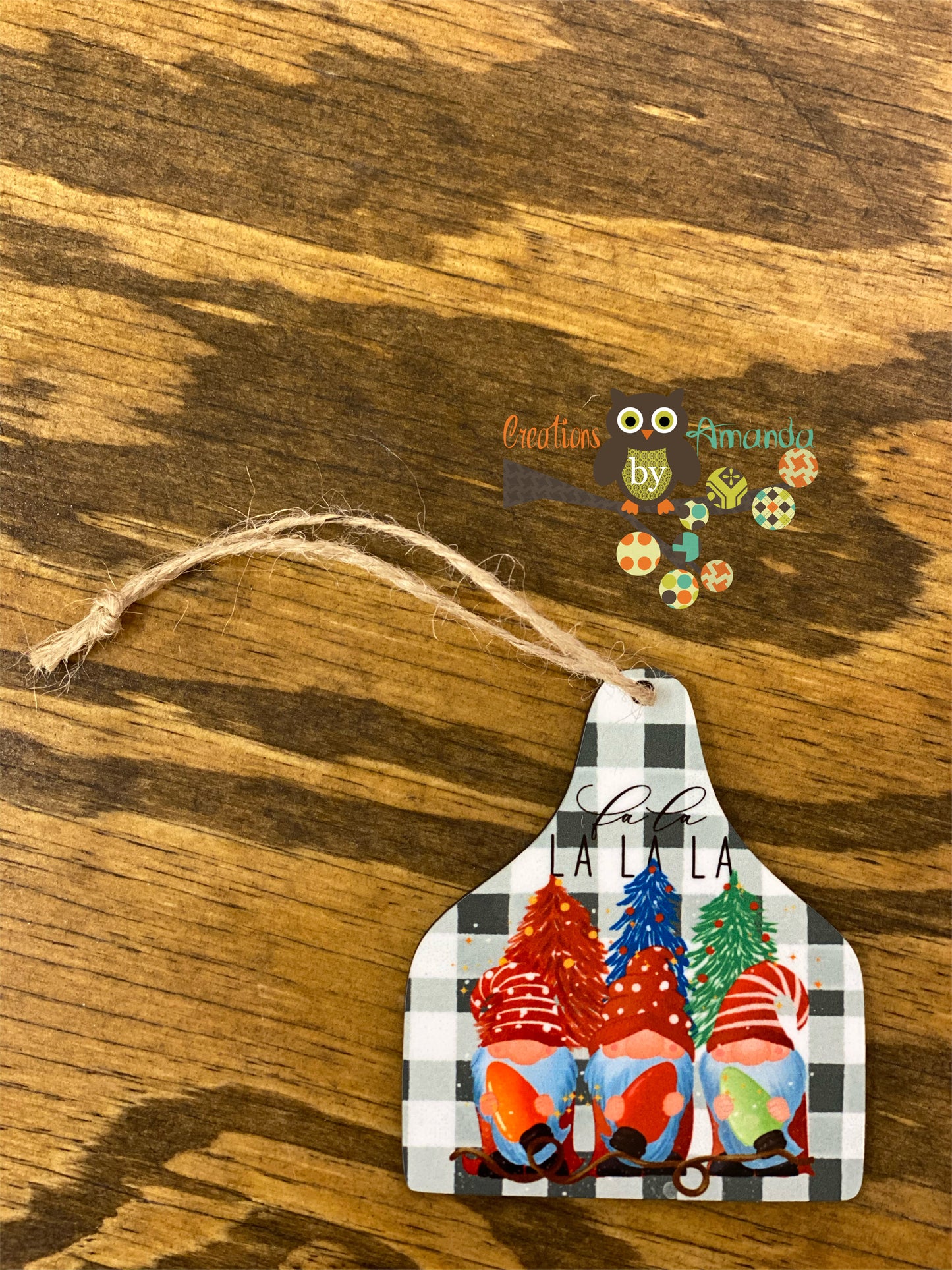 Gnomes (Fa La La La La) Cow Tag Ornament