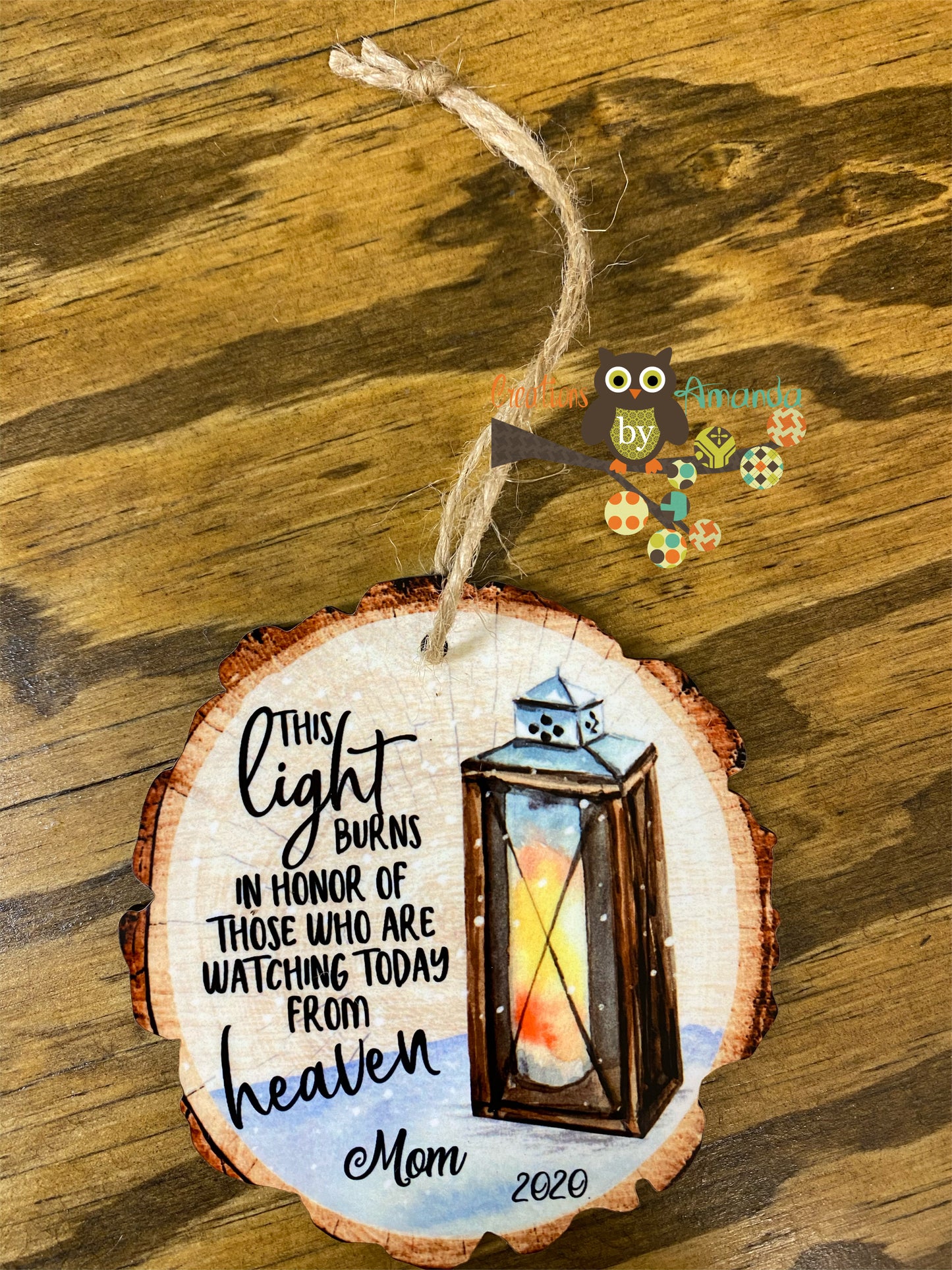 This Light Burns In Honor (Yellow) Wood Slice Ornament