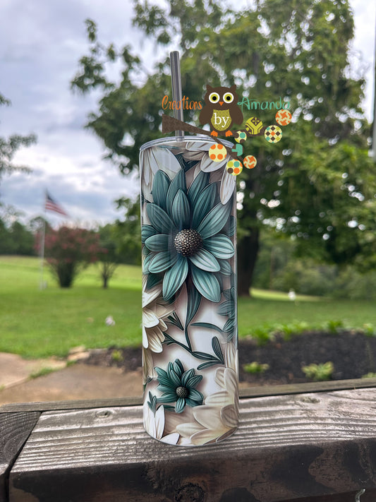 3D Daisy (Blue/White) Tumbler