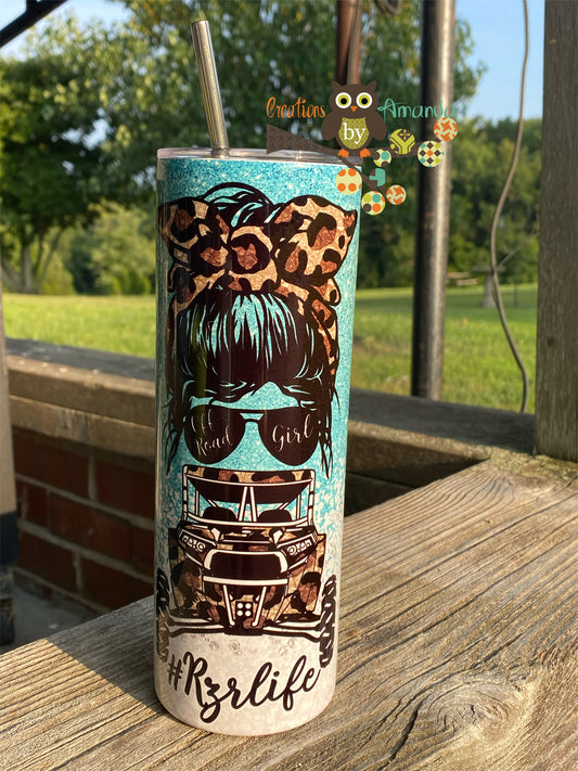 Messy Bun #rzrlife Tumbler (Teal)