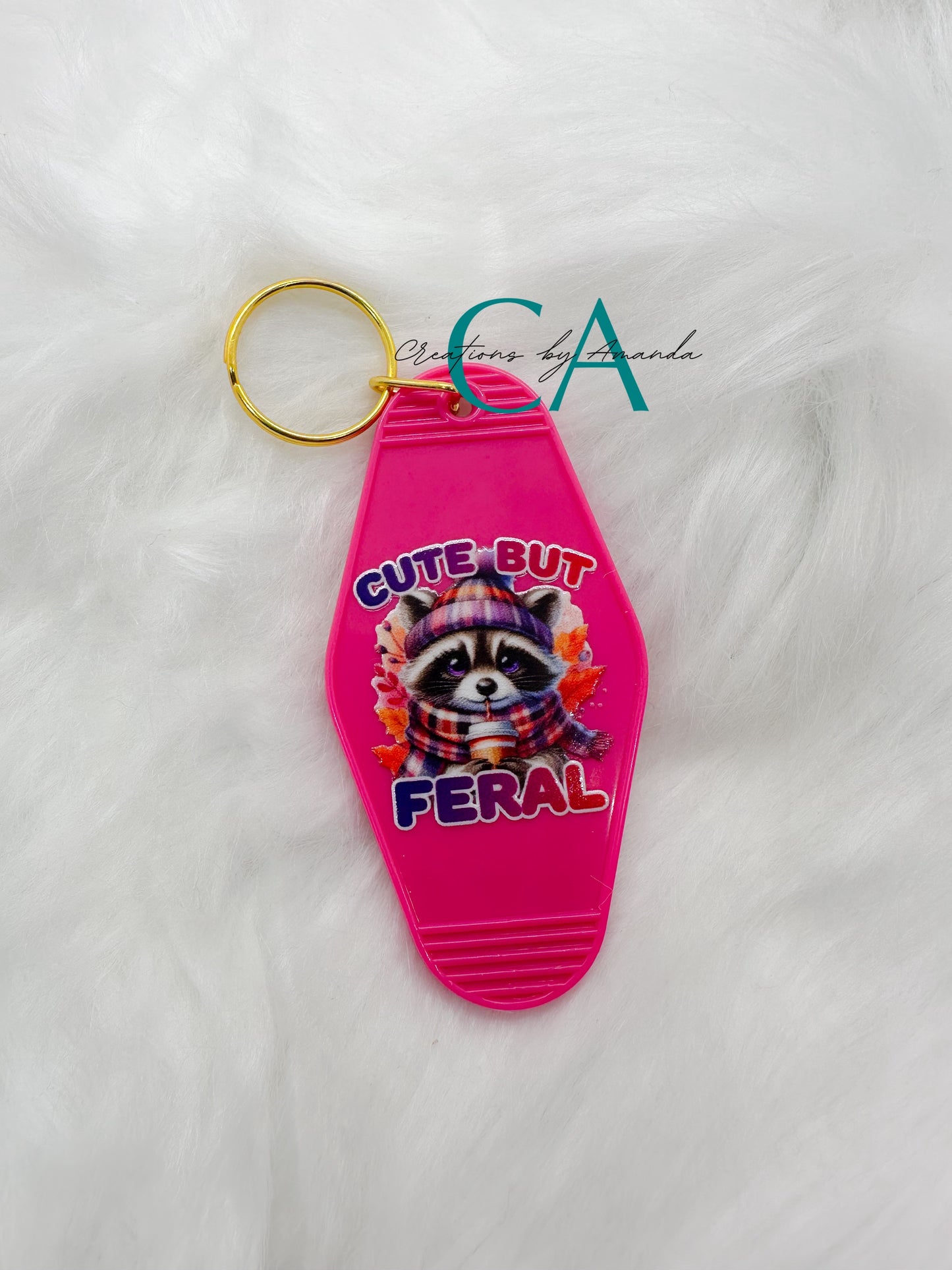 Motel Keychain - Cute but Feral (Barbie Pink)