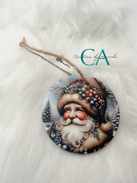 Santa Circle Ornament
