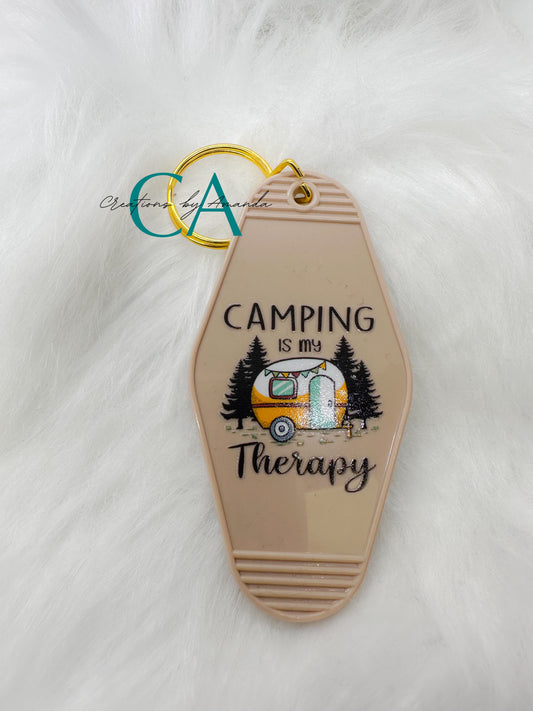 Motel Keychain - Camping Is My Therapy (Nude)