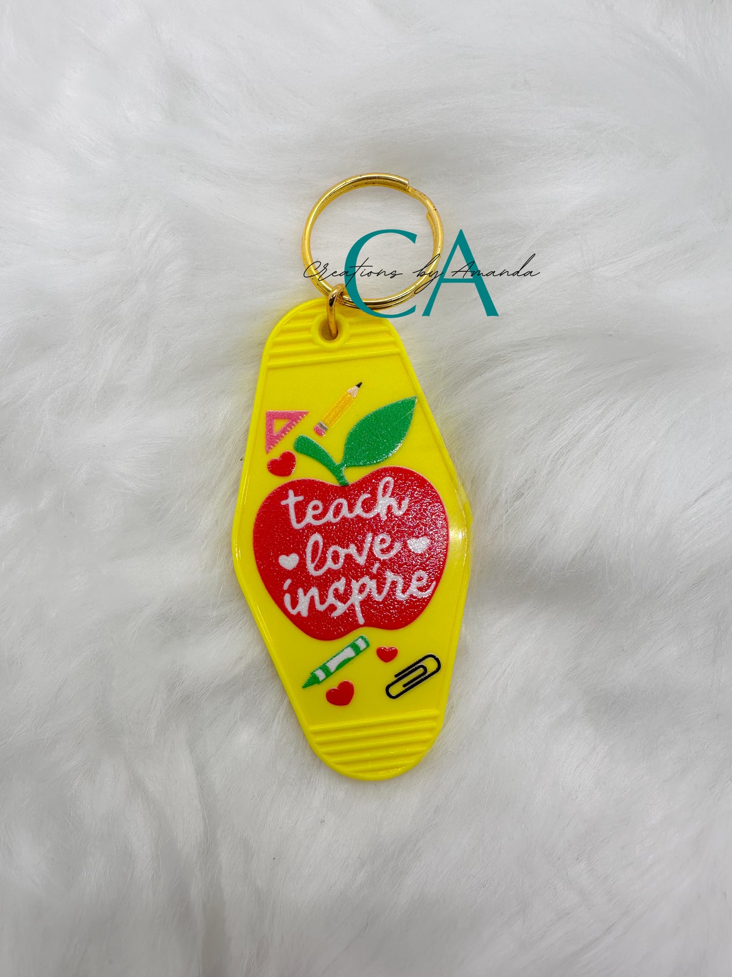Motel Keychain - Teach, Love, Inspire-Apple (Yellow)